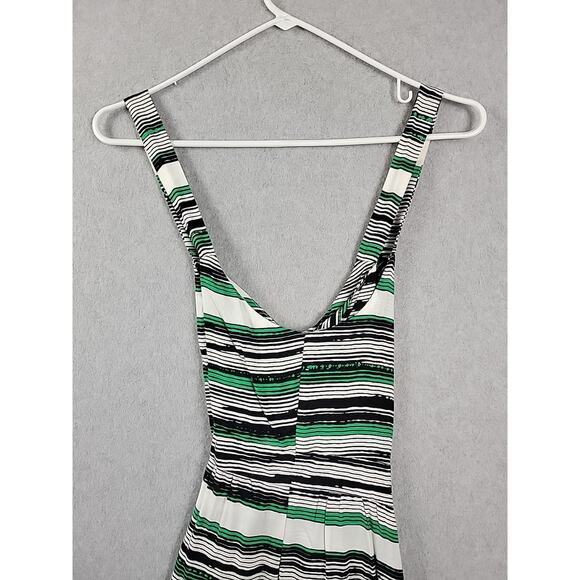 Staring At Stars White Green Striped Criss Cross Cutout Dress Medium Pockets - Picture 7 of 10